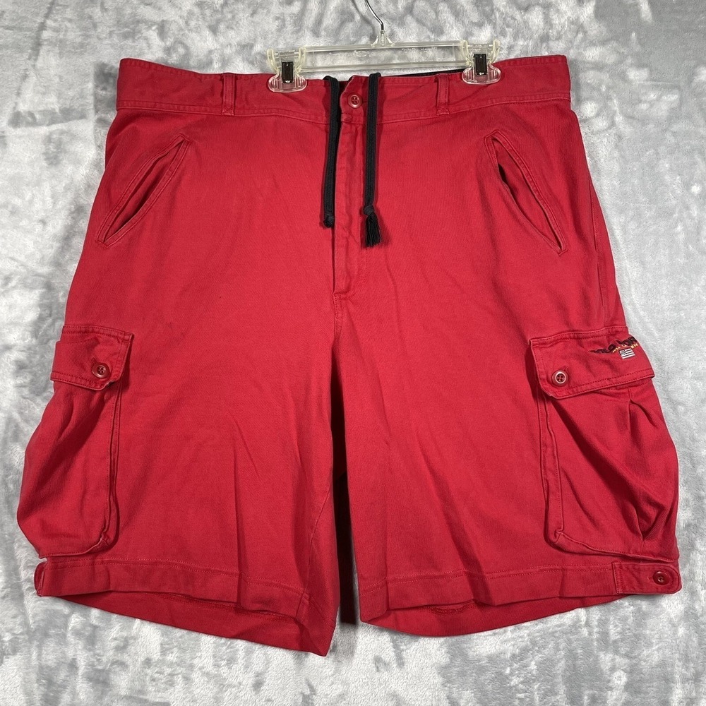 Vintage Polo Sport Ralph Lauren Mens XL Red Cargo Shorts Cotton Drawstring 90s